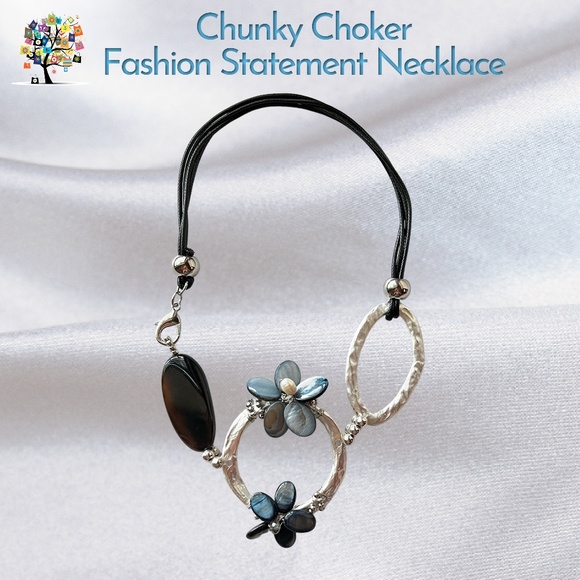 Dragonfly Spirit Designs Jewelry - Chunky Choker Fashion Statement Necklace Black 18"